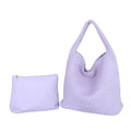The Willow | Large Woven Vegan Leather Tote - Light Purple