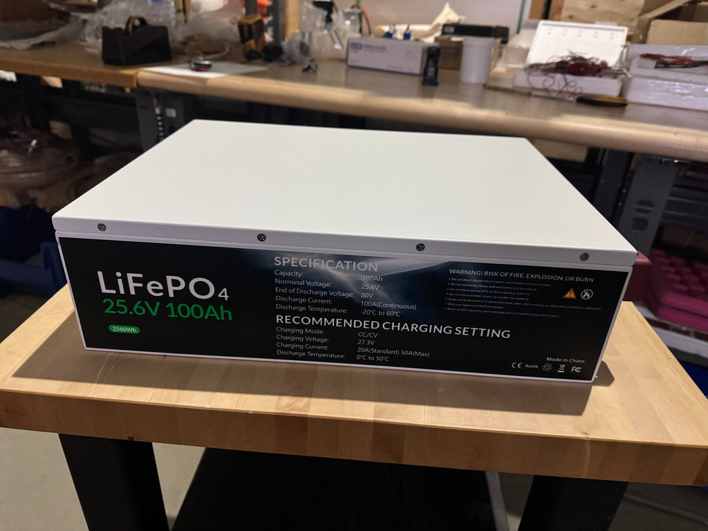 24V 100Ah LiFePO4 Battery with Active Balance & 100A BMS