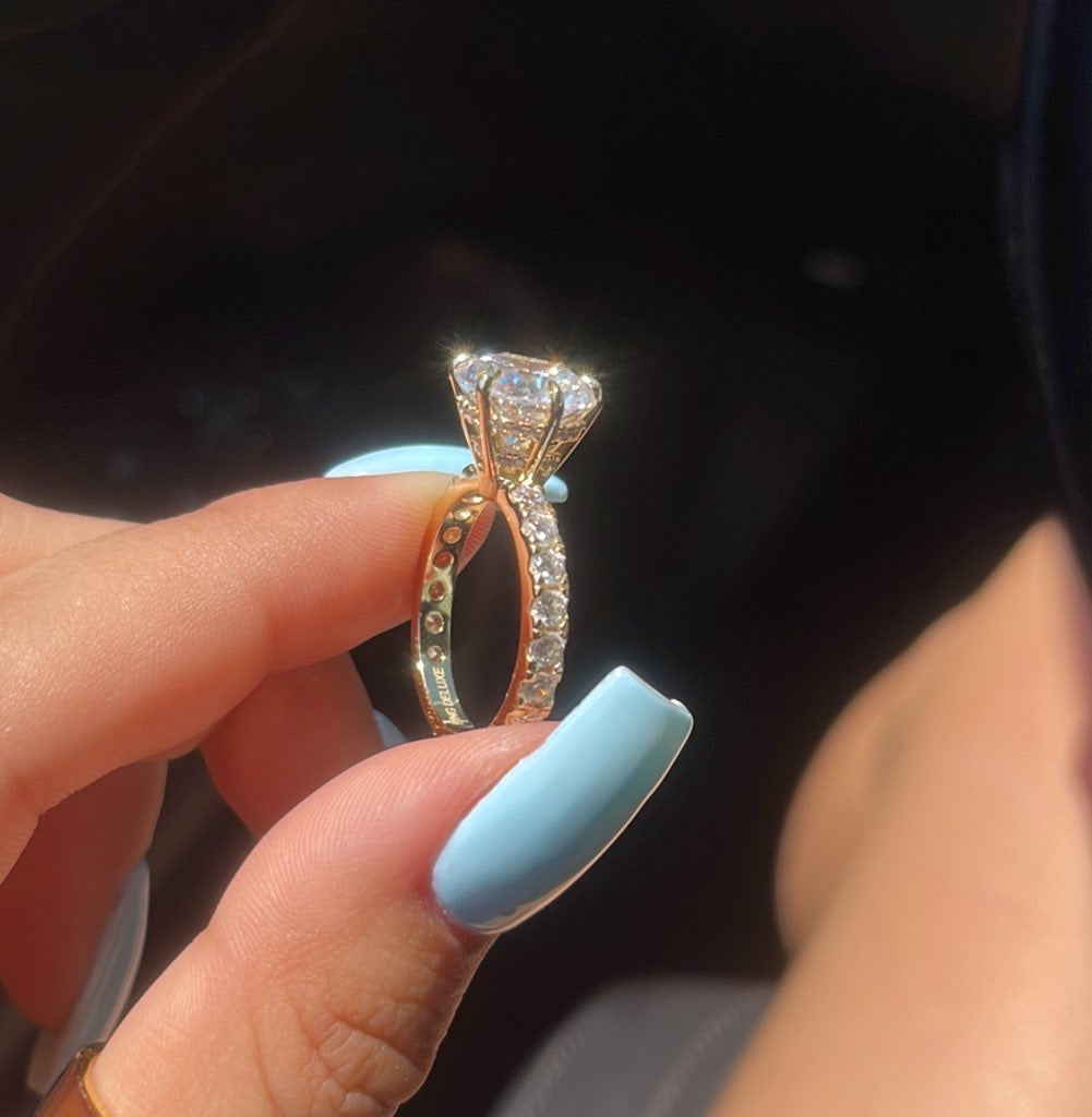 3.5ct Round Cut Moissanite Double Hidden Halo Engagement Ring