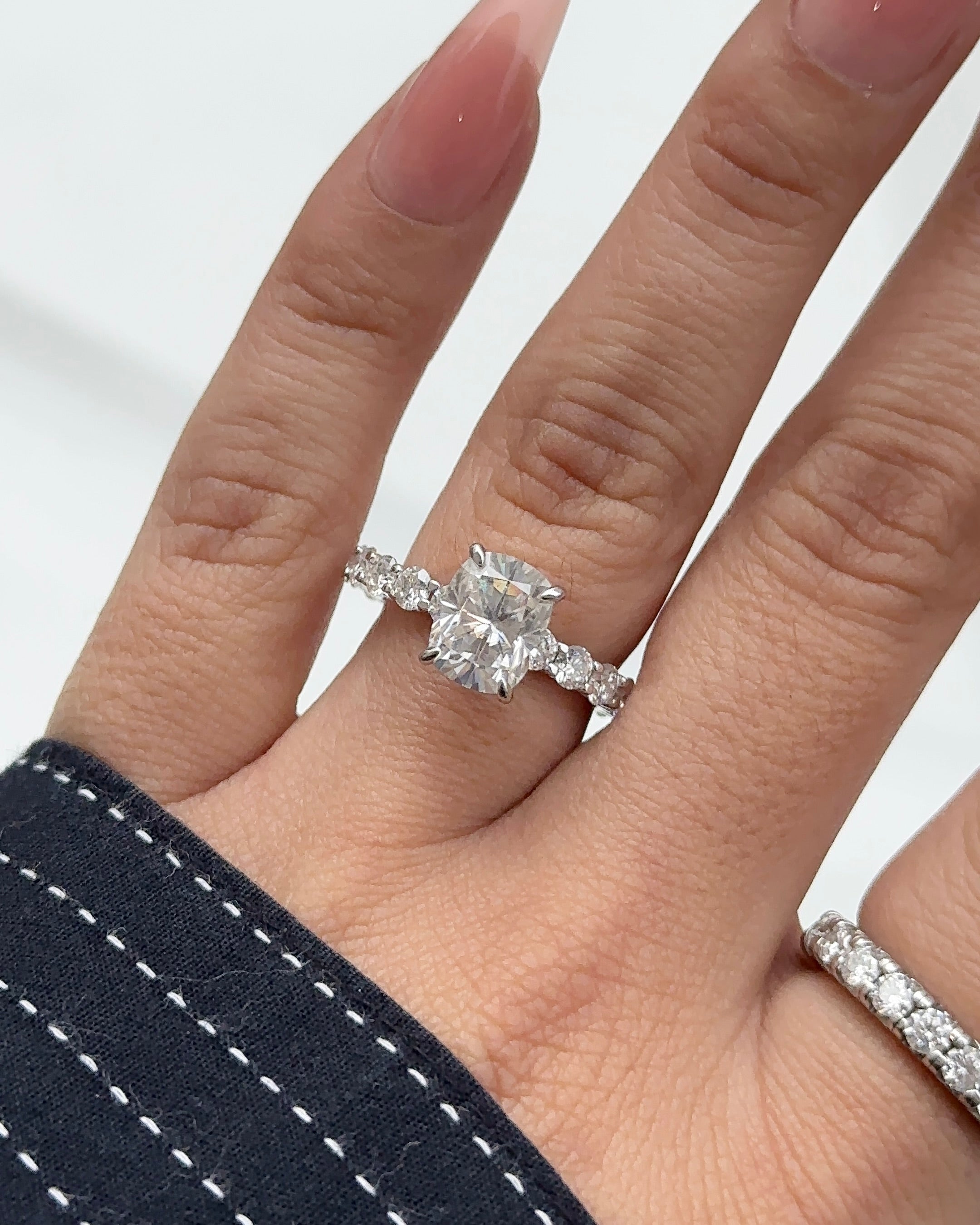 2.5ct Elongated Cushion Cut Eternity Engagement Ring