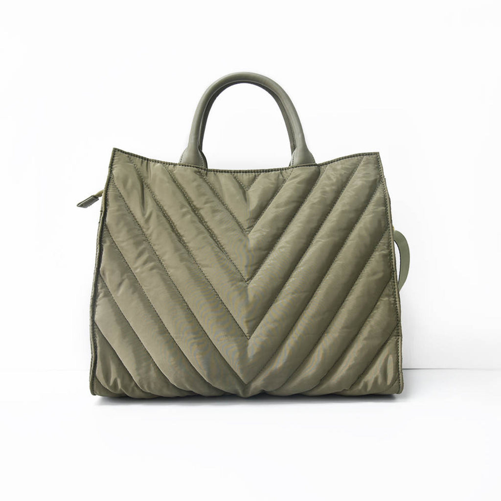 The Carmen | Chevron Stripe Large Puffer Tote
