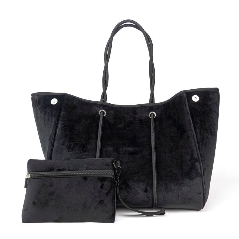 The Aniella Large Neoprene Tote - Black Velvet