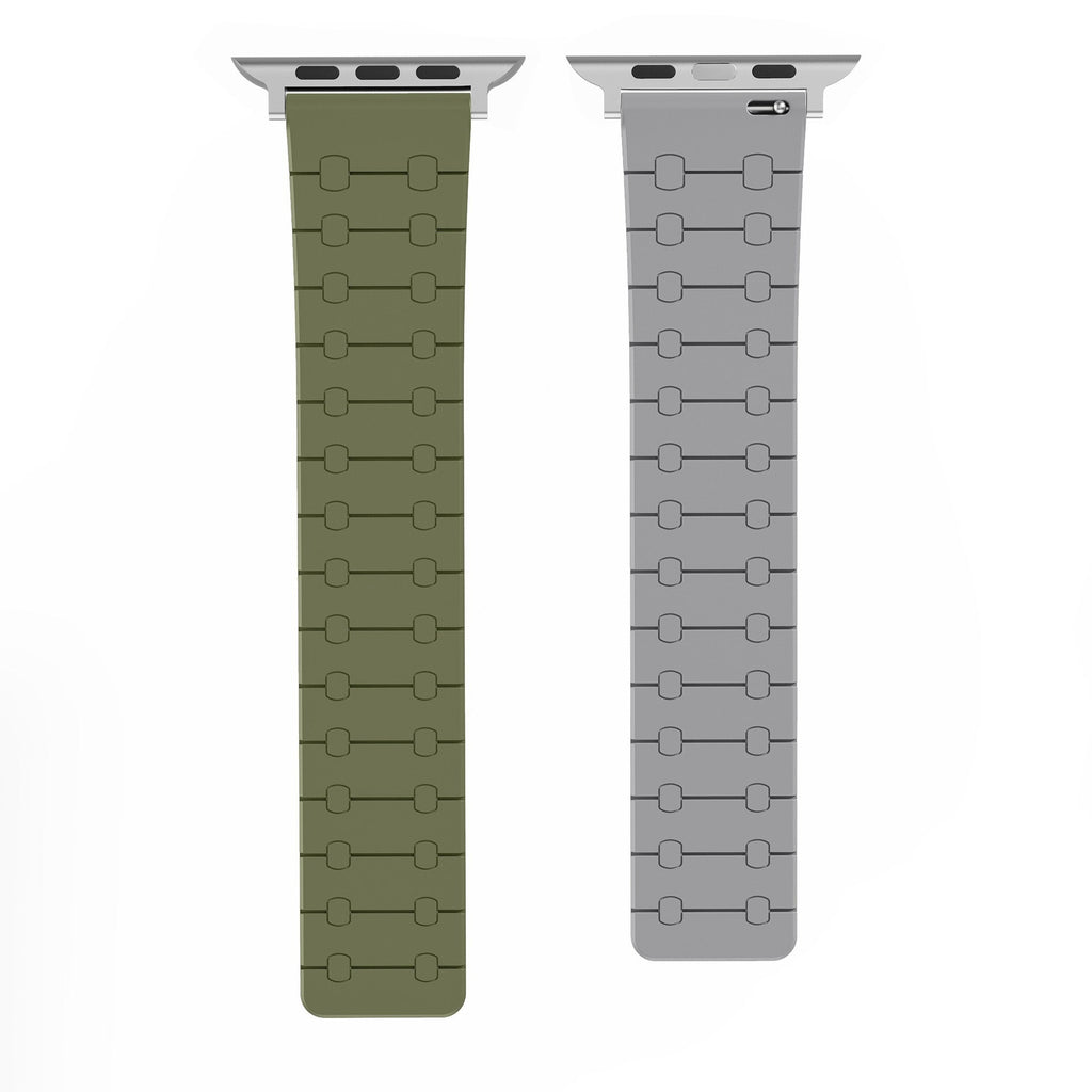 Color - blocking magnetic silicone apple watch strap