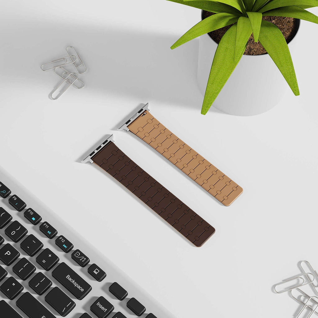 Color - blocking magnetic silicone apple watch strap