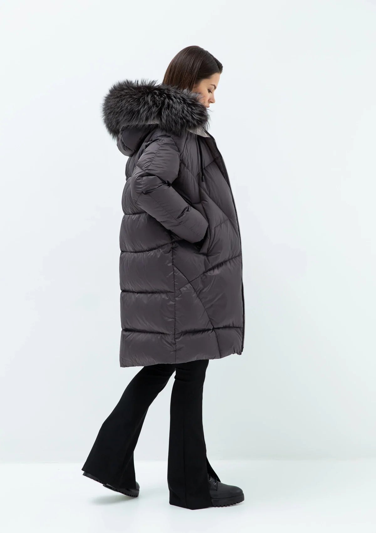 Gisèle Premium Genuine Fox Fur Trim Down Fill Coat