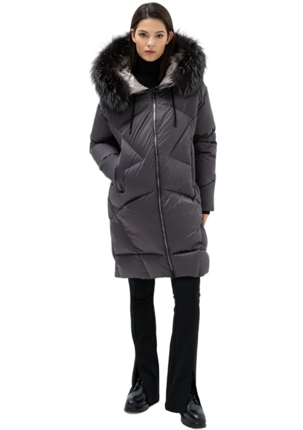 Gisèle Premium Genuine Fox Fur Trim Down Fill Coat
