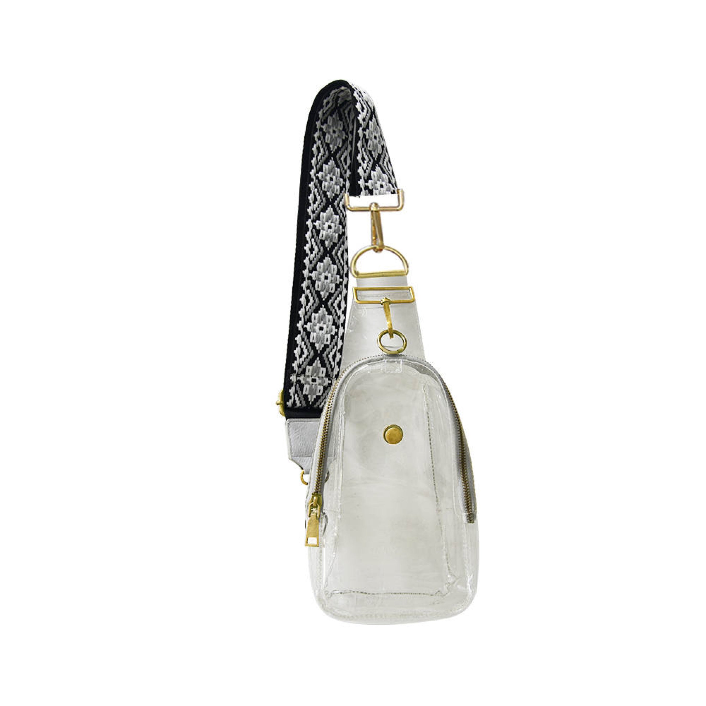 The James | Clear with Gray Trim Sling Bag - Pick Your Strap