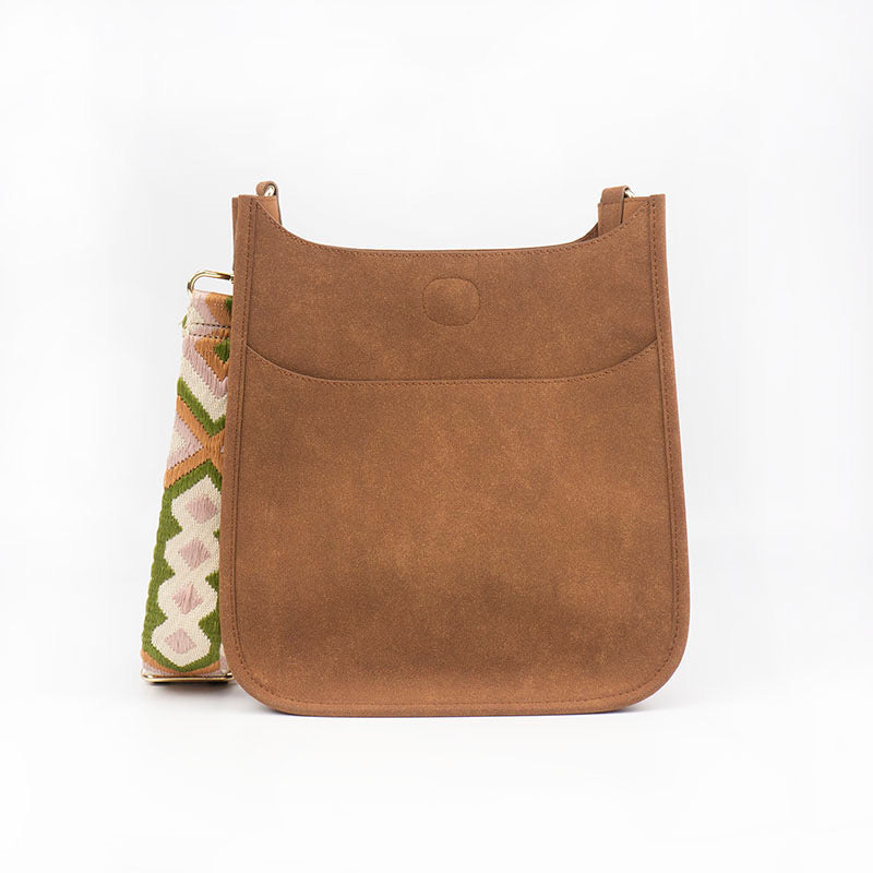 Vegan Suede Crossbody Bag (Brown) - Pick Your Strap