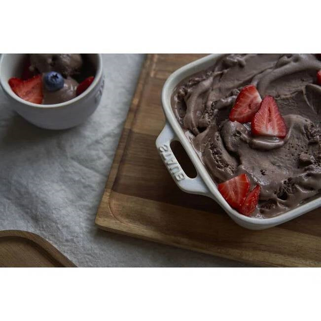 2 Piece Ceramic Stoneware Baking Dish Set in Ivory Cream Beige