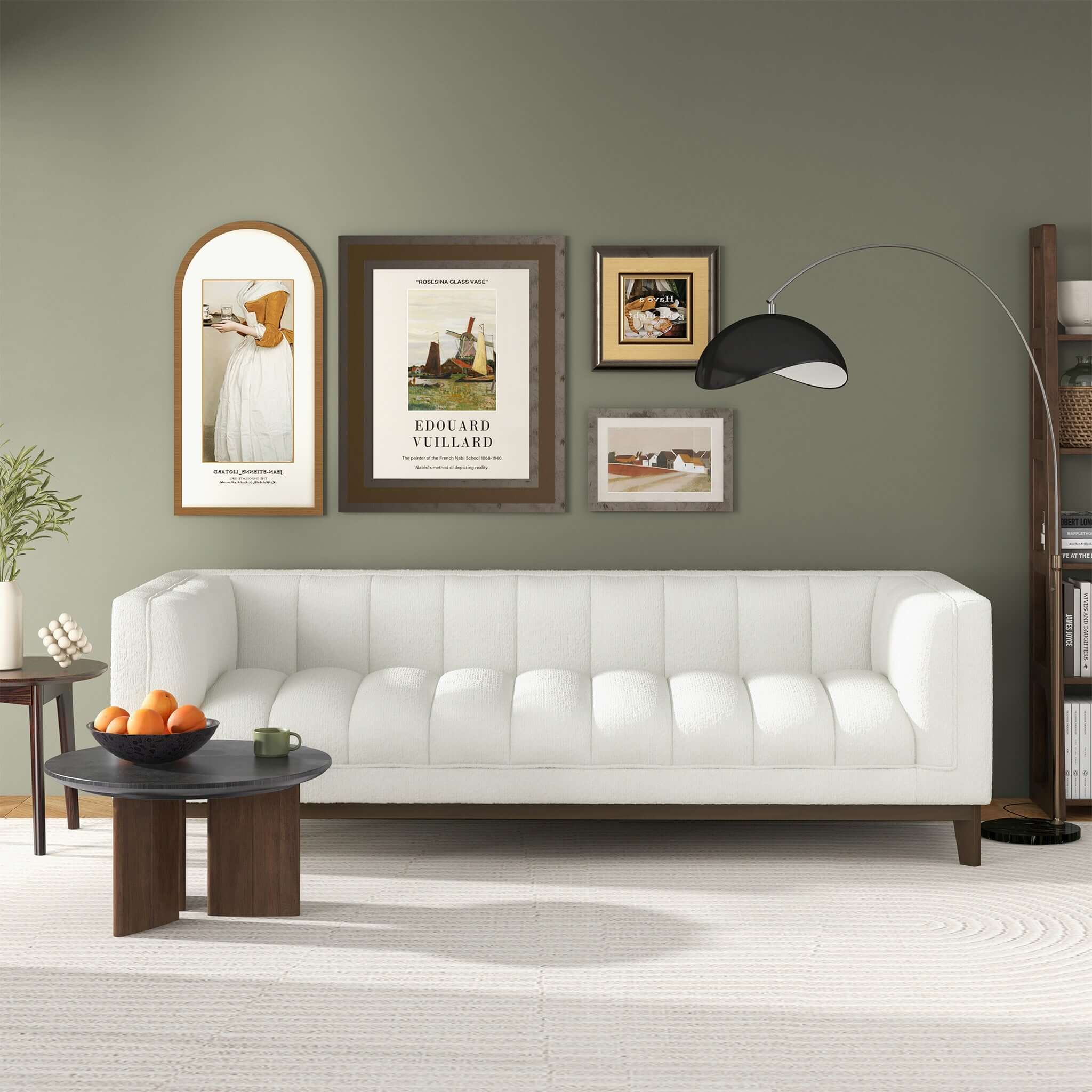 Melissa Mid-Century White Boucle Modern Sofa – Designer Sofa – Curated