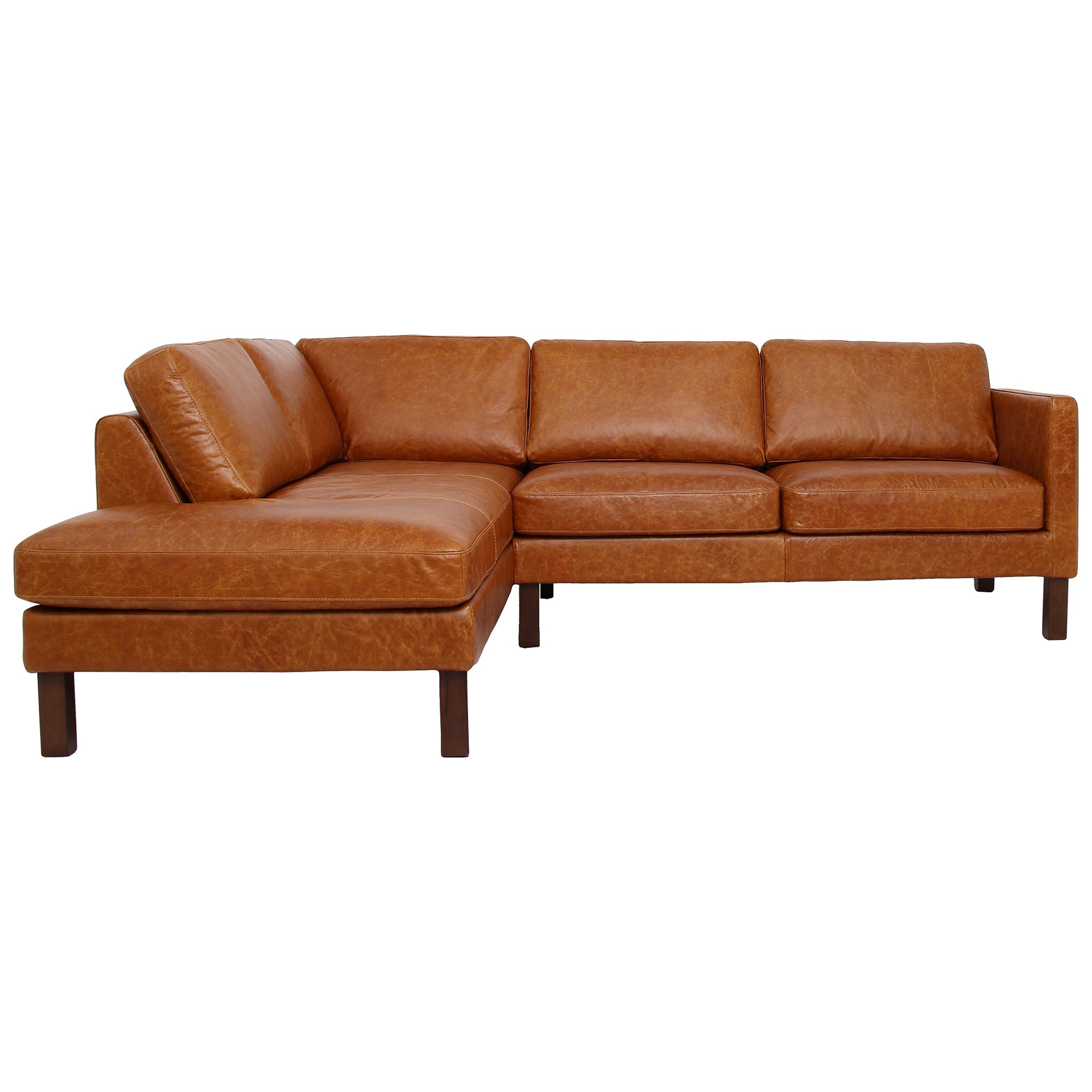Juno Sectional Left Waxy Cognac Leather Sofa – Designer Sofa – Curated