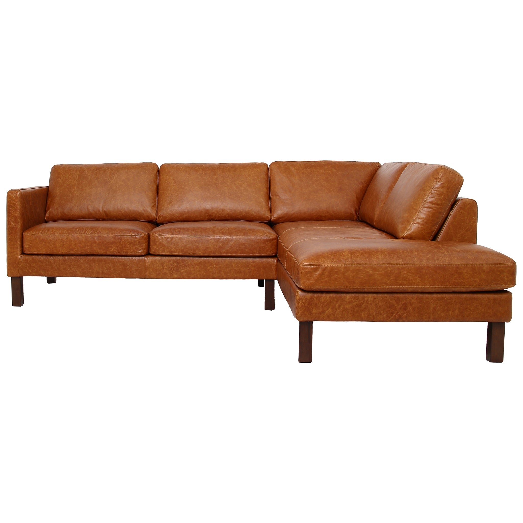 Juno Sectional Right Waxy Cognac Leather Sofa – Designer Sofa – Curate
