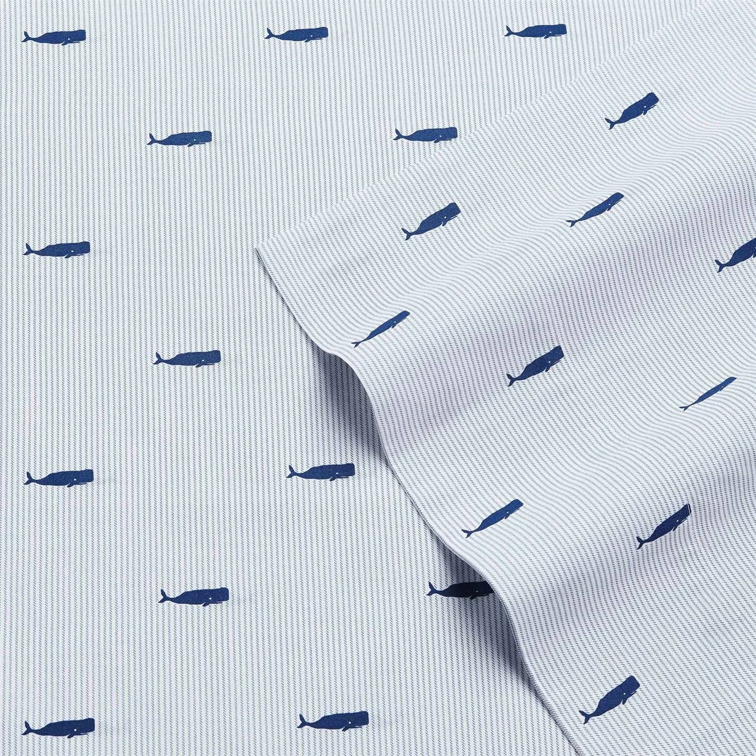 King size Coastal Beach 100-Percent Cotton Navy Blue White Stripe Sheet Set