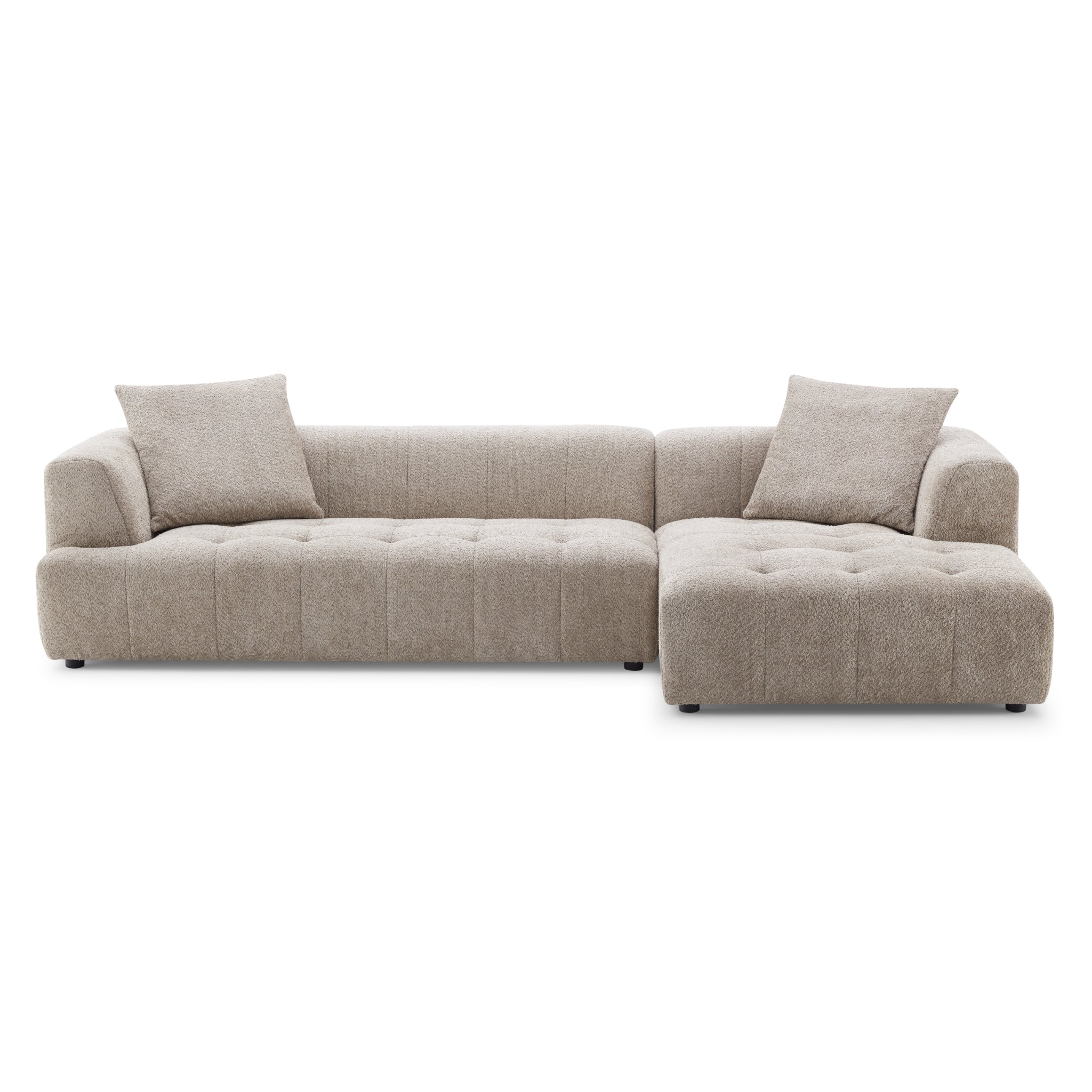 Kaynes Right Sectional Mocha Boucle Sofa – Designer Sofa – Curated by 