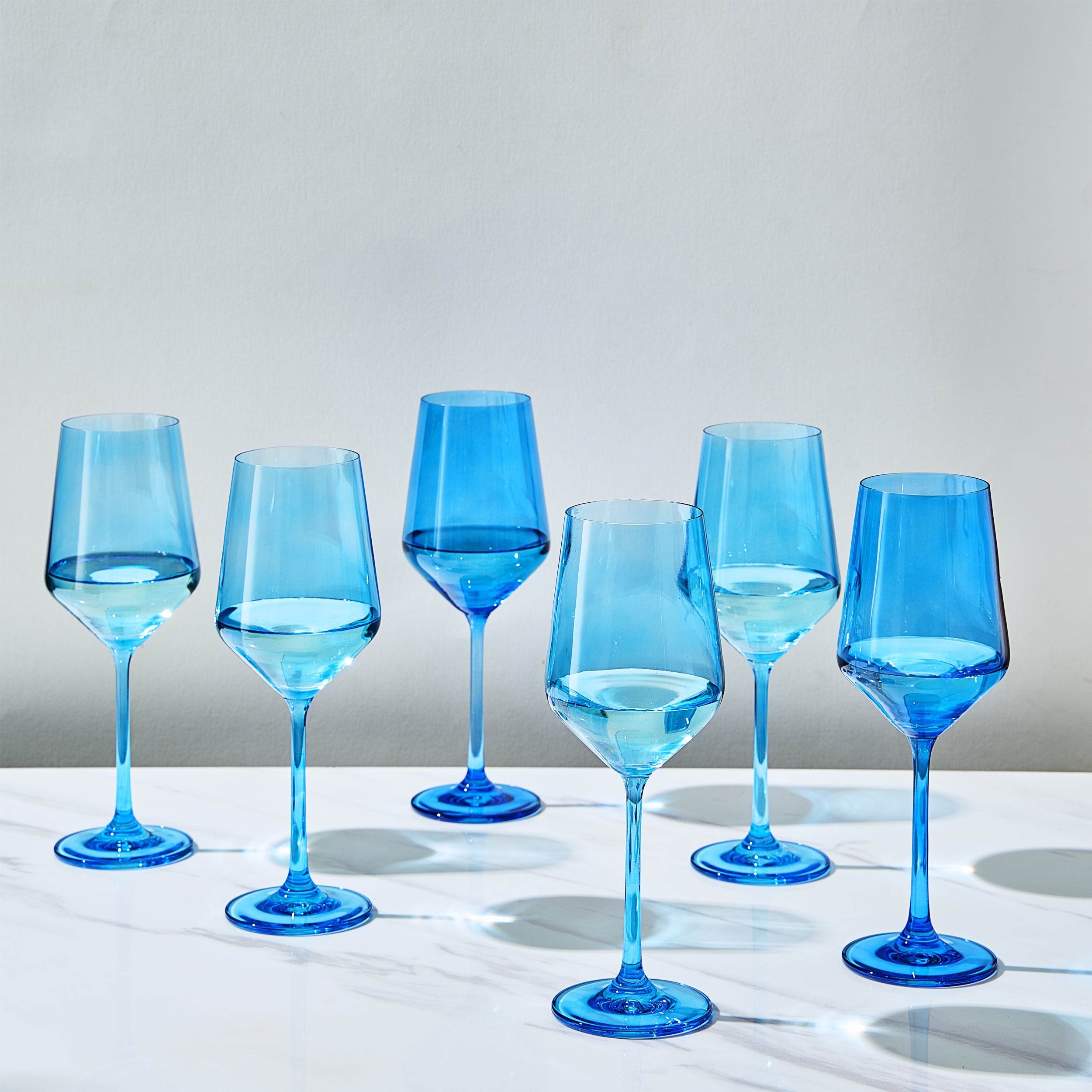 Rhea Stemmed Wine Glassware, Cobalt Blue, Set of 6