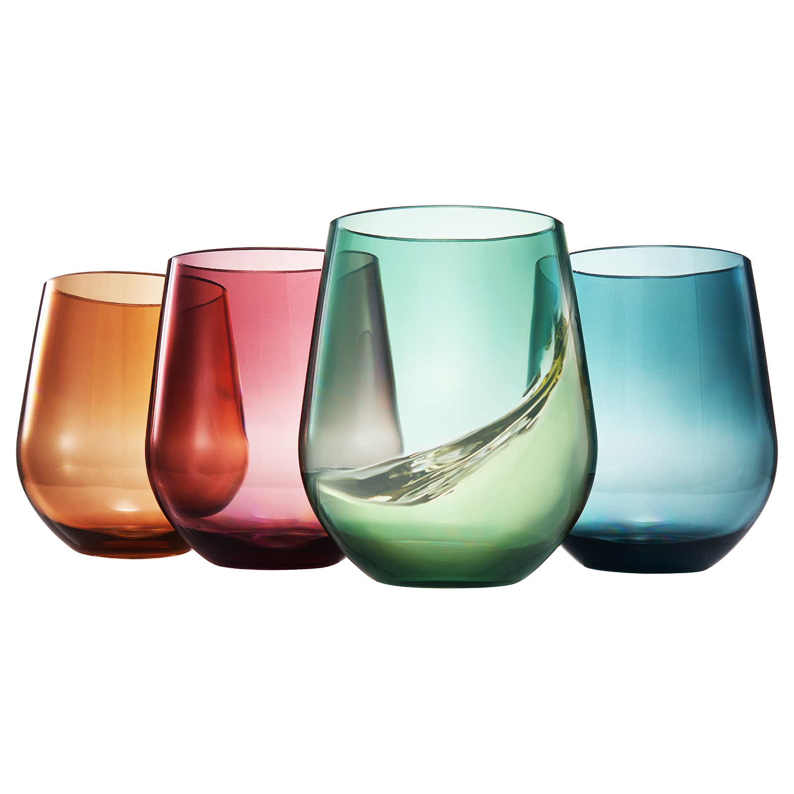 Eze Acrylic Stemless Wine Glassware, Set of 4