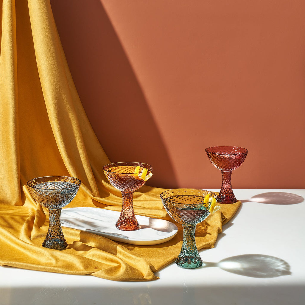 Tonal Crystal Coupe Cocktail Glassware, Set of 4