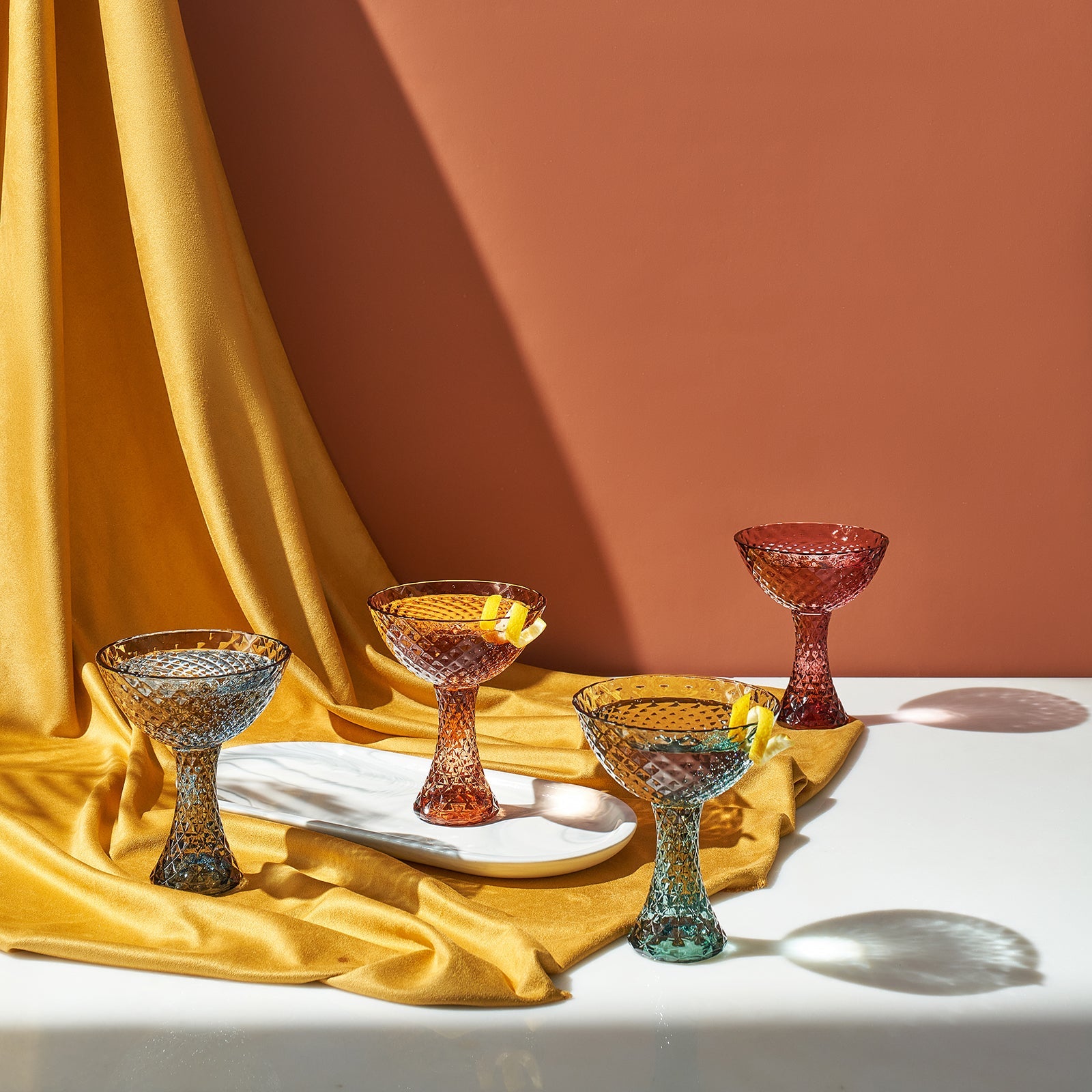 Tonal Crystal Coupe Cocktail Glassware, Set of 4