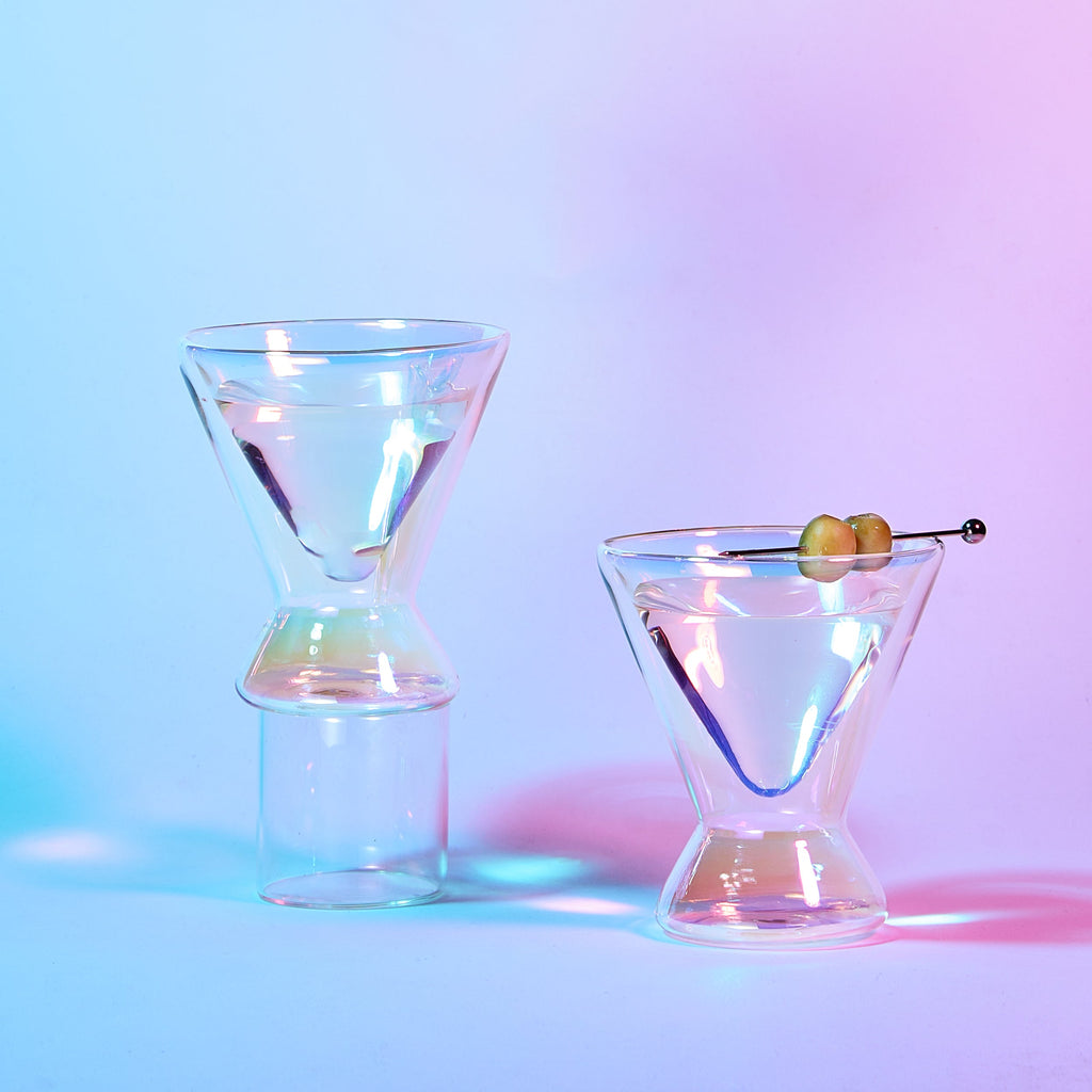 Pearl Double-Wall Martini Cocktail Glassware, Set of 2