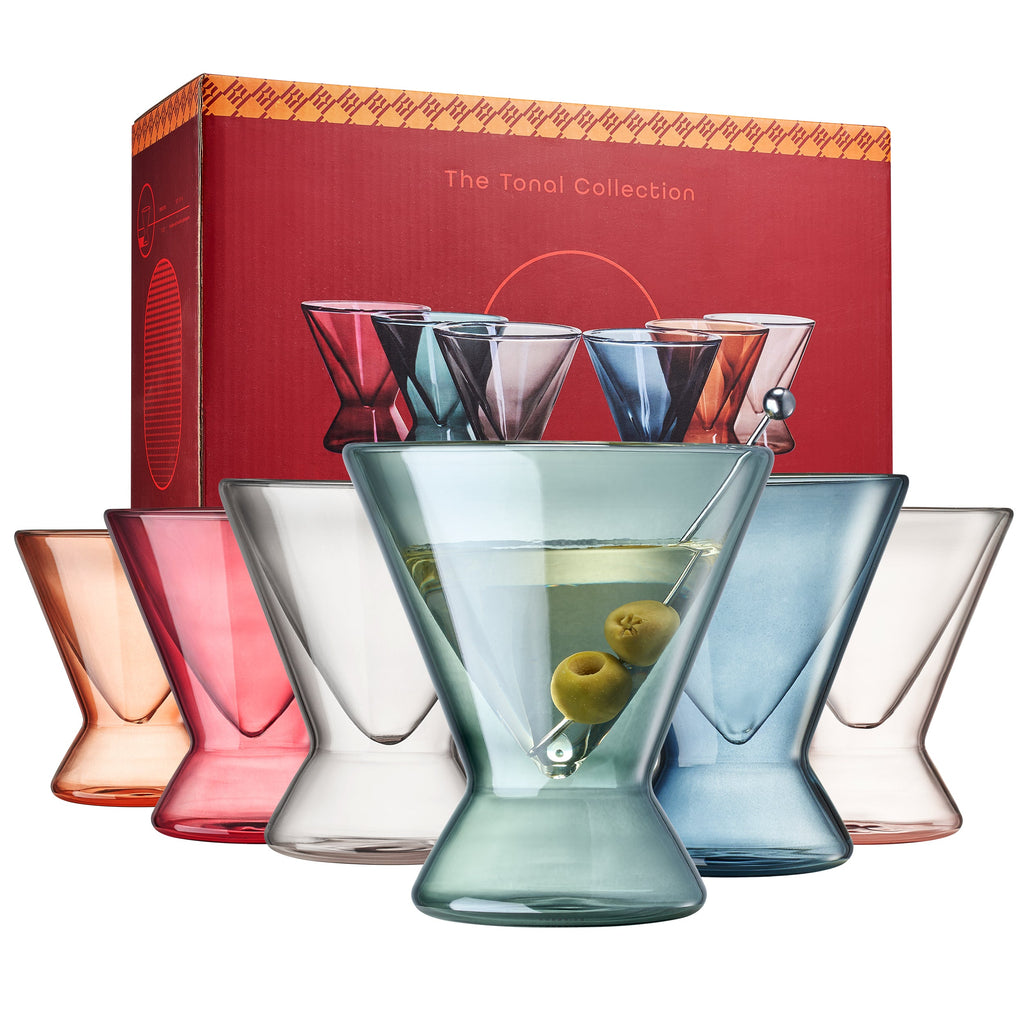 Tonal Double Wall Martini Cocktail Glassware, Set of 6