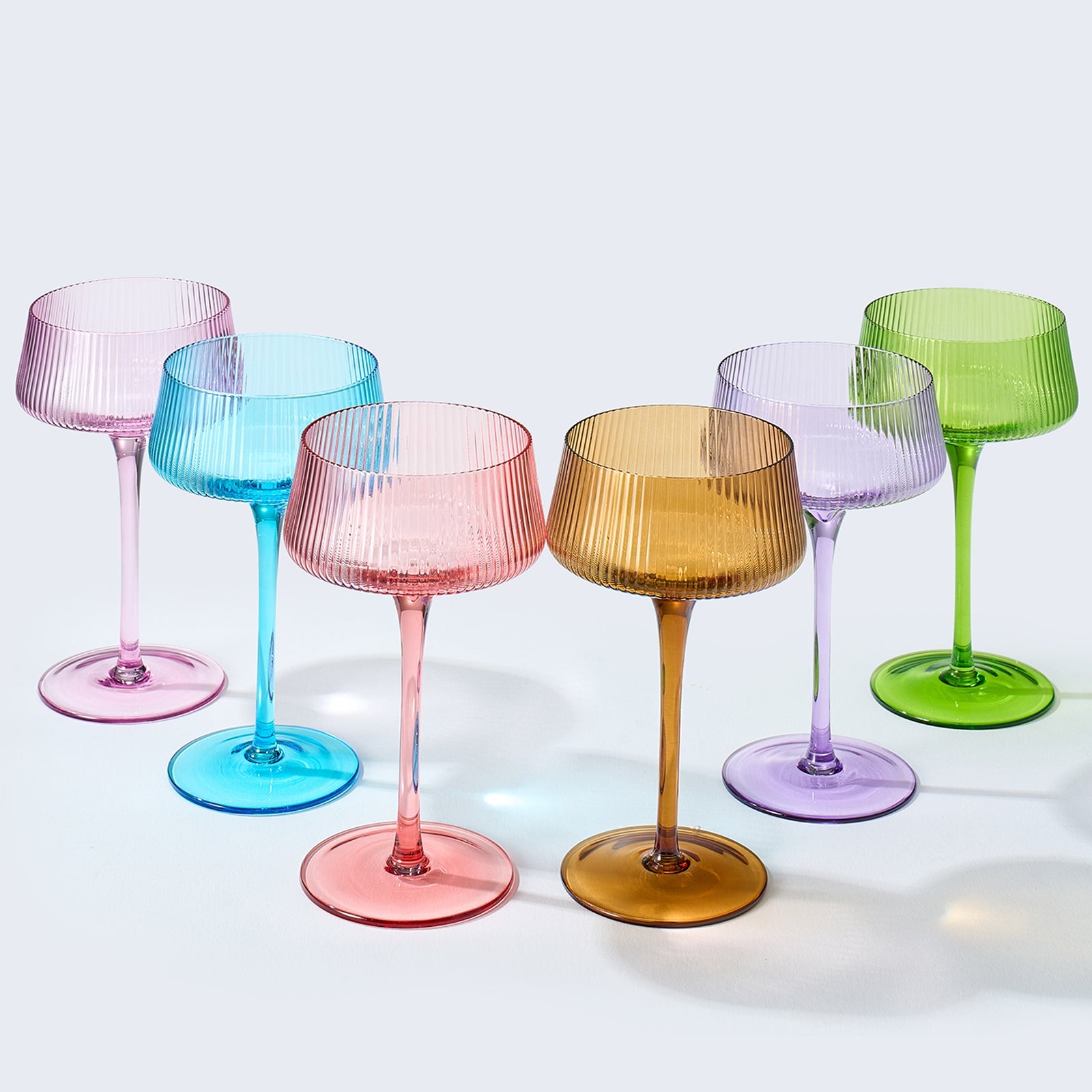 Como Champagne Coupe Cocktail Glasses, Pastel, Set of 6