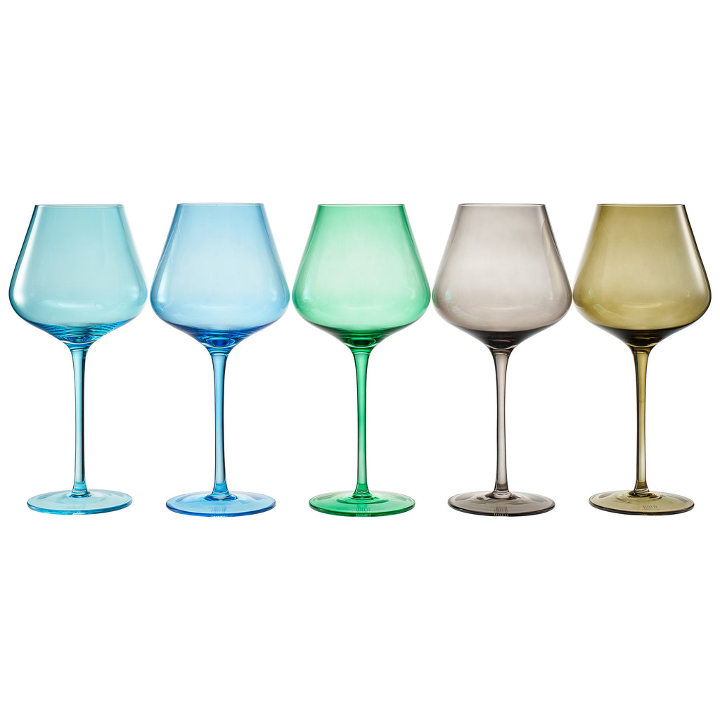 Stagioni Stemmed Wine Glassware, Rocky Mountains, Set of 5