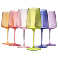 Rhea Ribbed Stemmed Wine Glassware, Set of 6