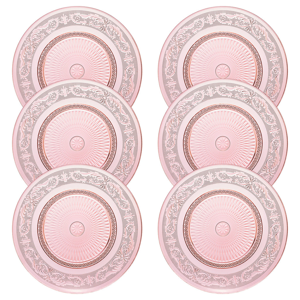 Blush Vintage Glass Plate, Set of 6
