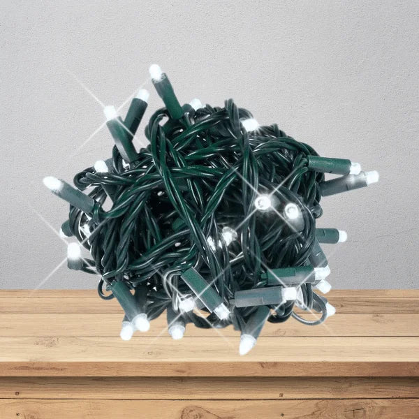 LED Mini Lights 5MM Pure White Twinkle Green Wire  6" Spacing