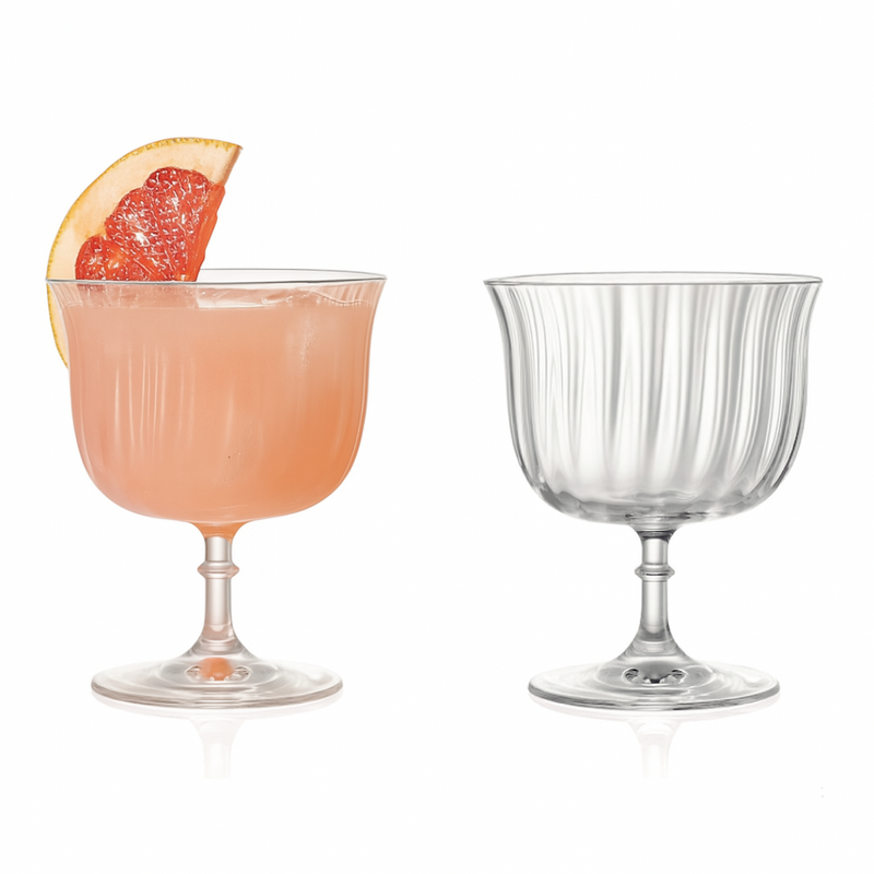 Rims Orient-Coupe Dessert/Paloma Ribbed Martini & Wine Glasses - (Lotus) - 9.25oz