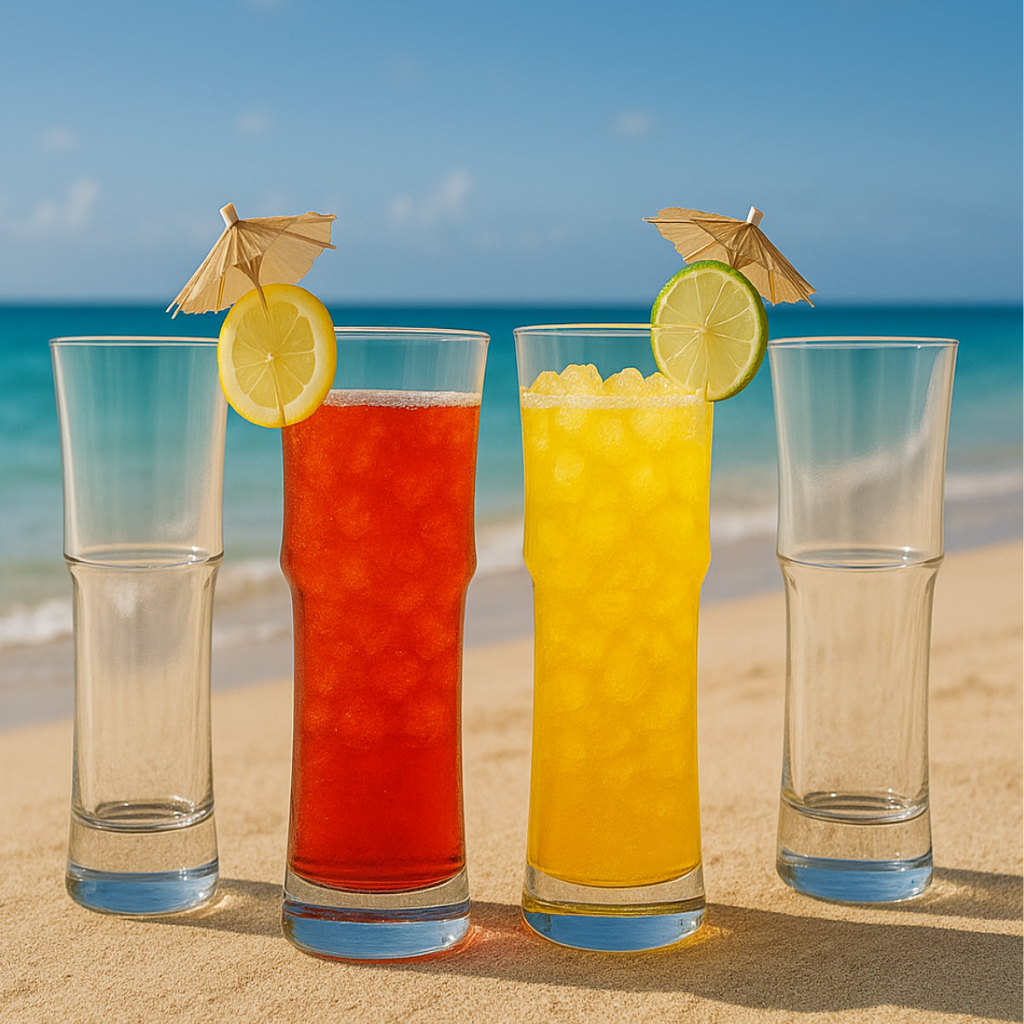 Tall Napoli Hurricane Cocktail Glasses - Handcrafted Cocktail Glass Set (15oz)