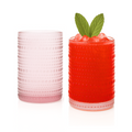 Vintage Rose Pink Hobnail Highball Glasses - 15oz