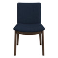 Laura  Blue Linen Solid Wood Dining Chair (Set Of 2)