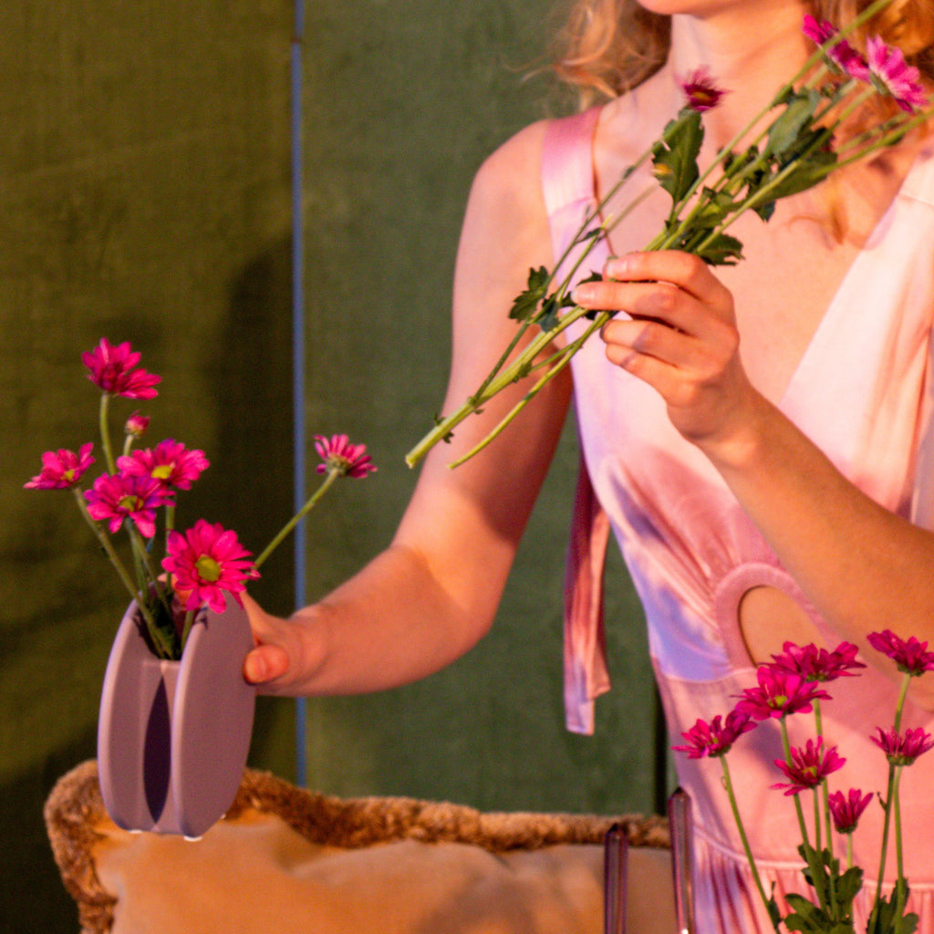Lavender Macaroon Ceramic Vase - Pair