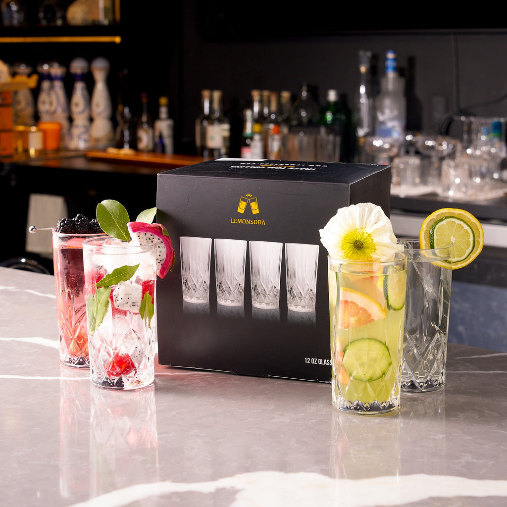 Tom Collins Drinking Glasses – Premium Water Glasses – 12oz