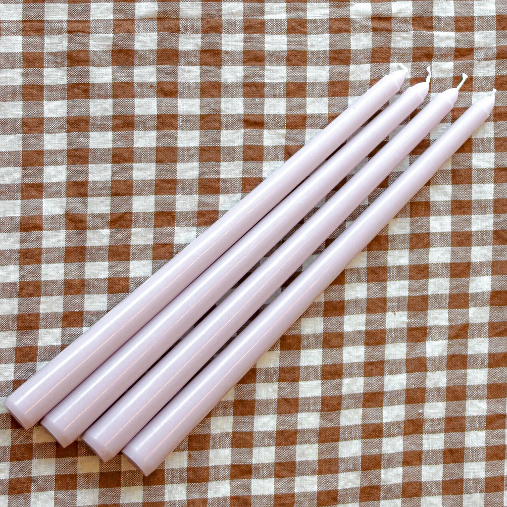 Extra Tall Lilac Hush Taper Candle,  1 Case of 25 Candles (4 in each pack)