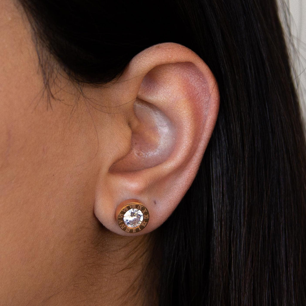 Rosy Luminary Round Earrings – Elegant Rose Gold Jewelry for Women