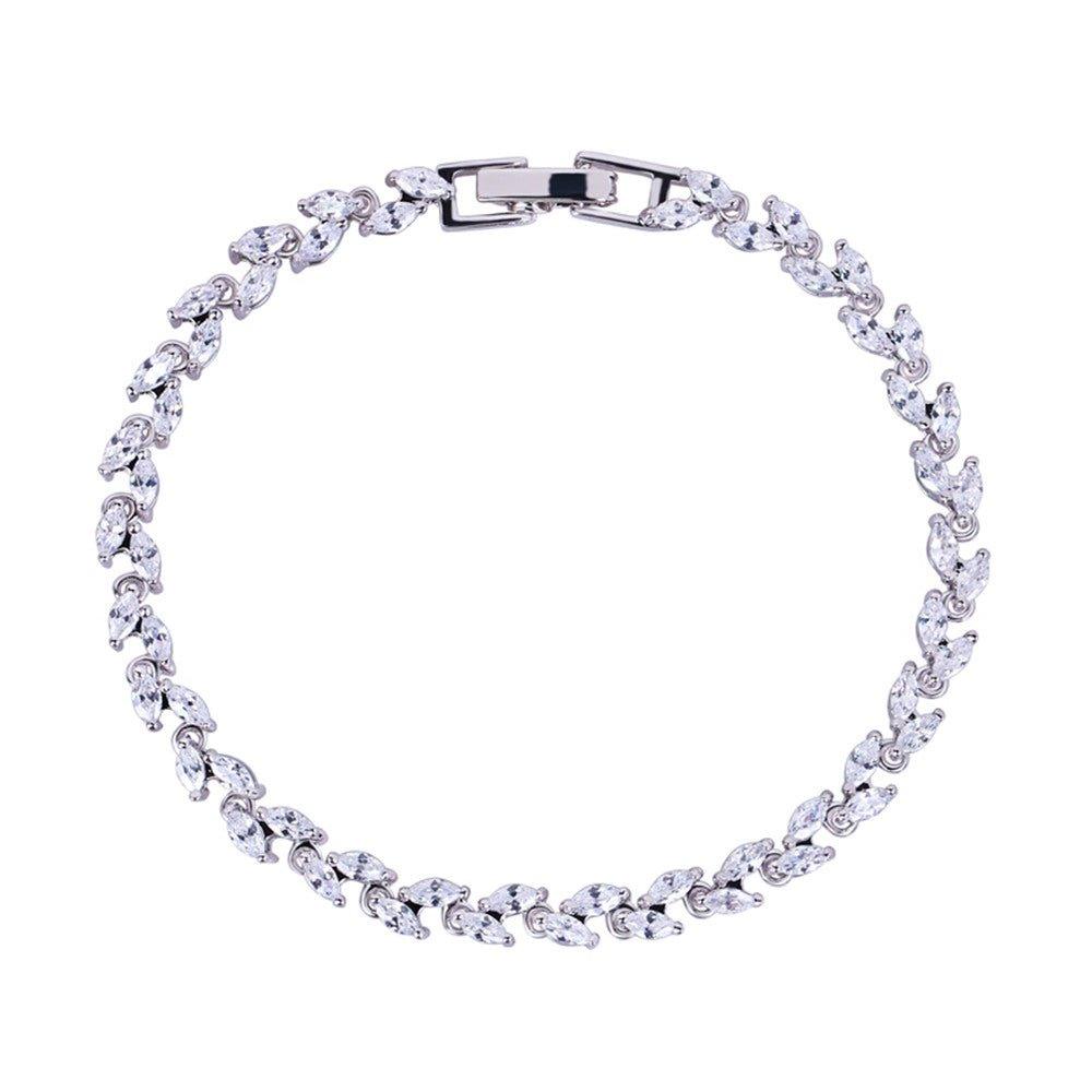 Marquise Cut Cubic Zirconia Tennis Bracelet with White Diamond Cubic Zirconia