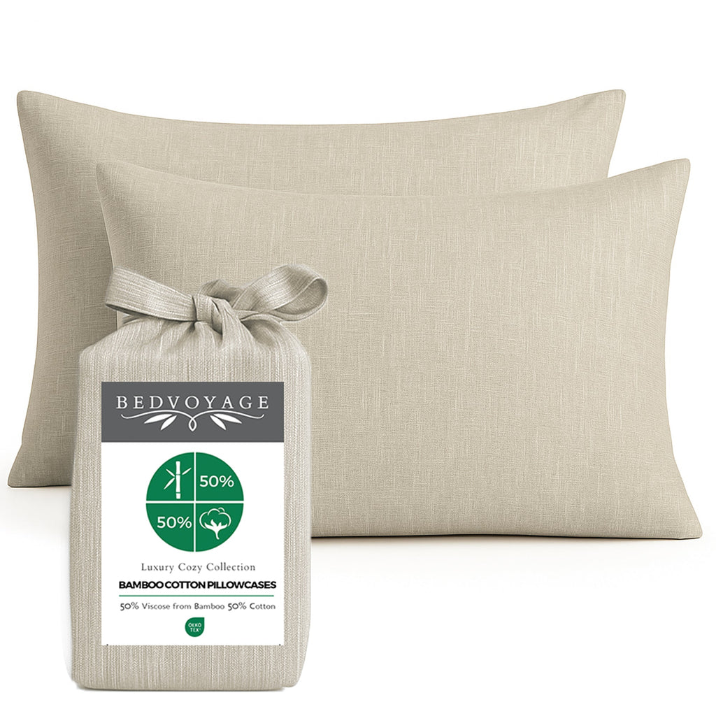 Bamboo Cotton Pillowcases - Sand