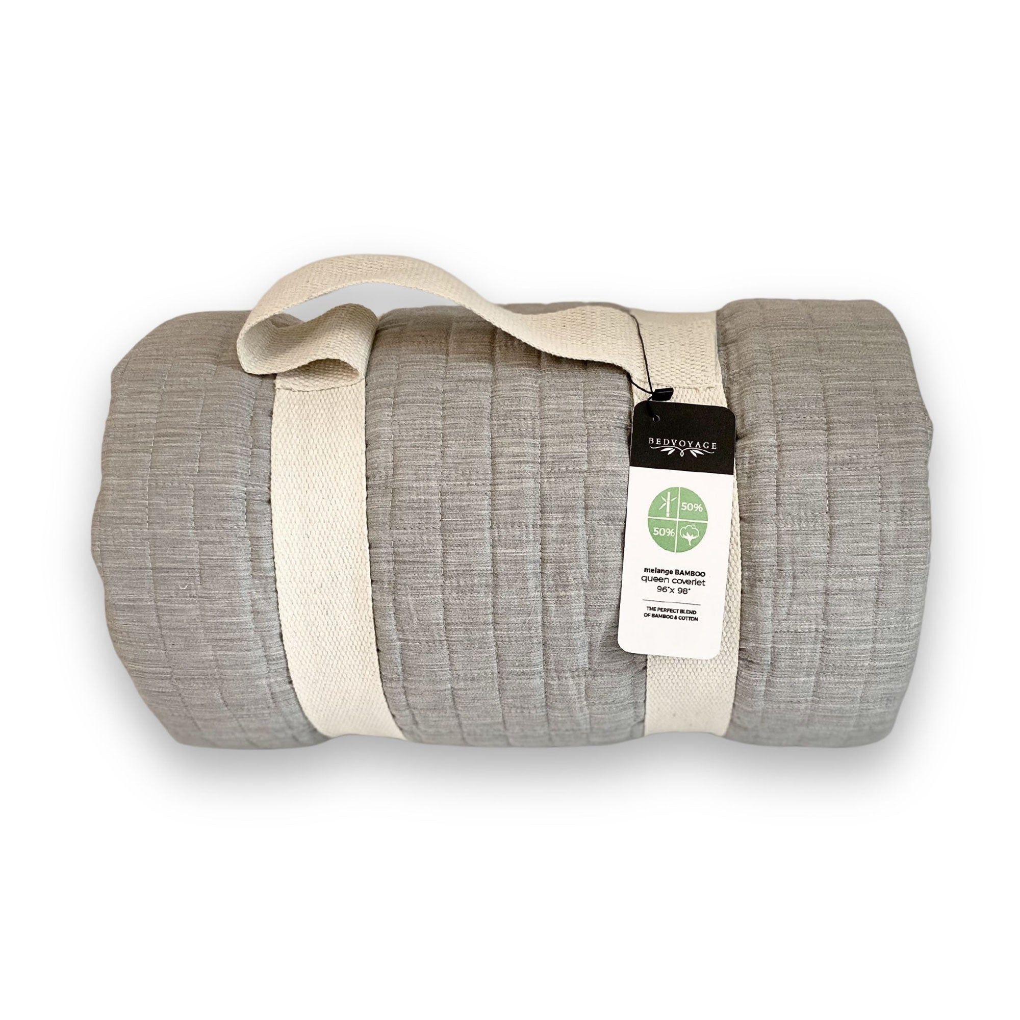 Bamboo Cotton Quilted Coverlet, Twin - Silver