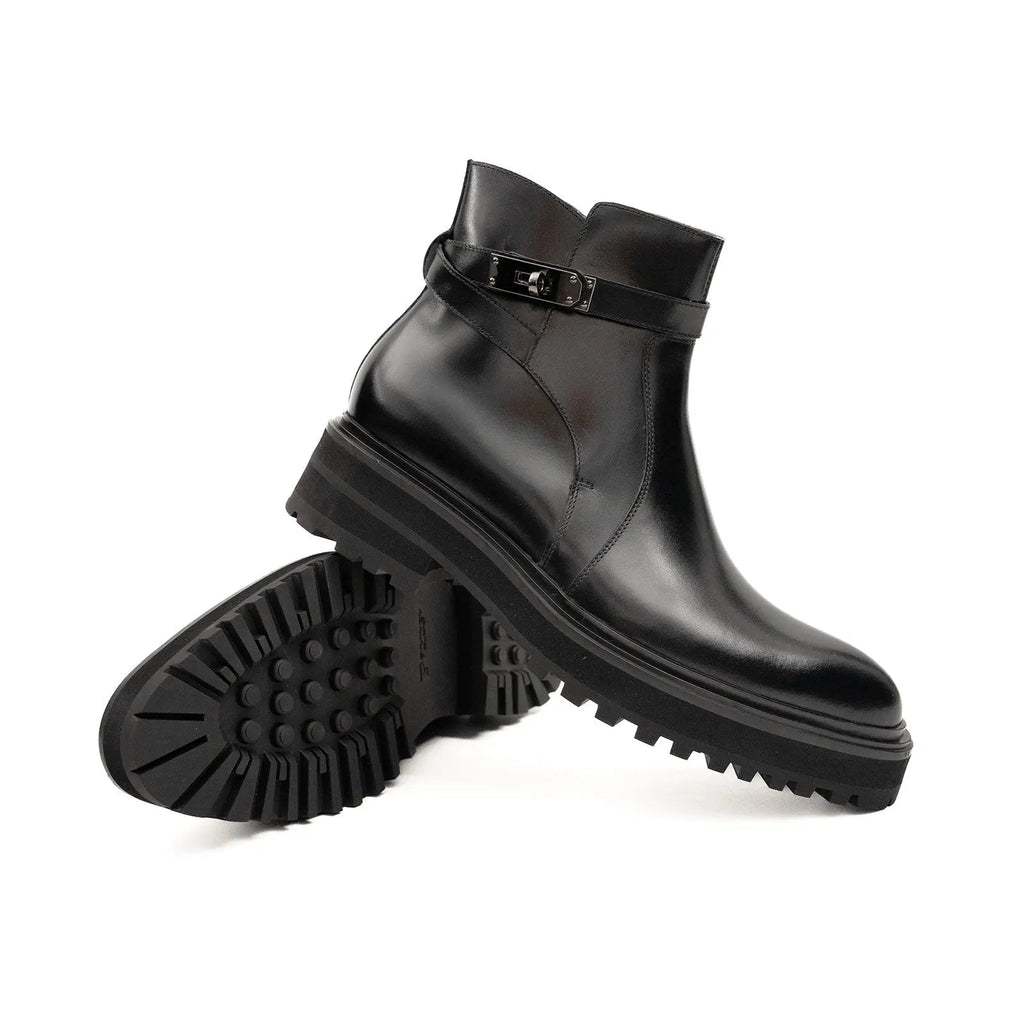 Men's Black Calfskin Buckle Chelsea Boots