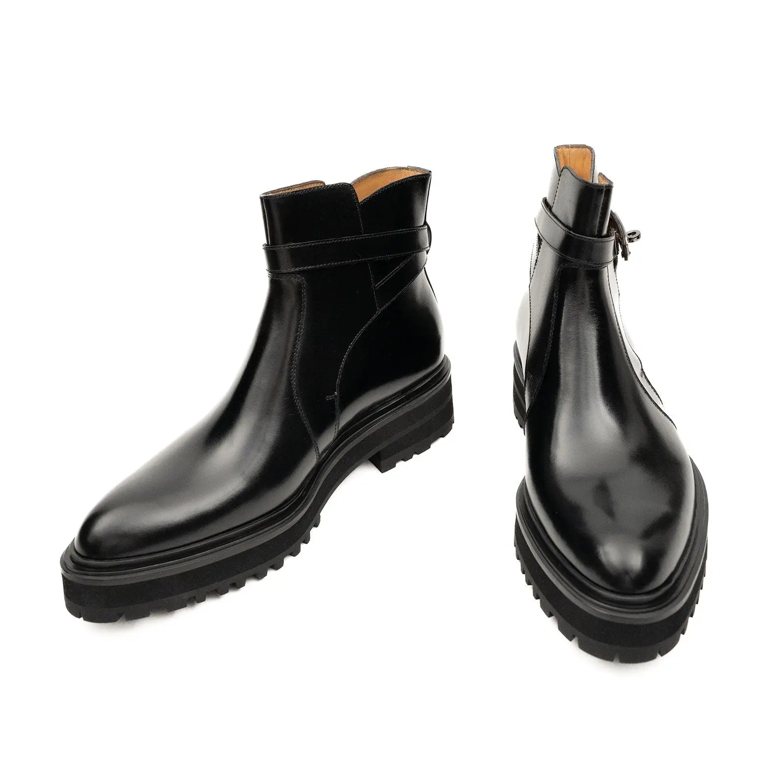 Men's Black Calfskin Buckle Chelsea Boots