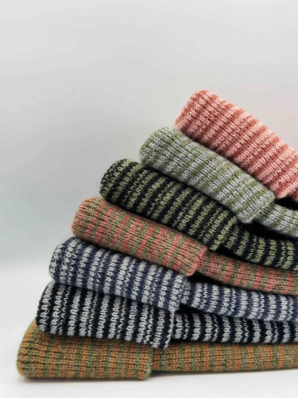 Trending Men’s Beanie – Modern H-Stitch Cuffed Beanie | Brown & Green Contrast | Made in USA