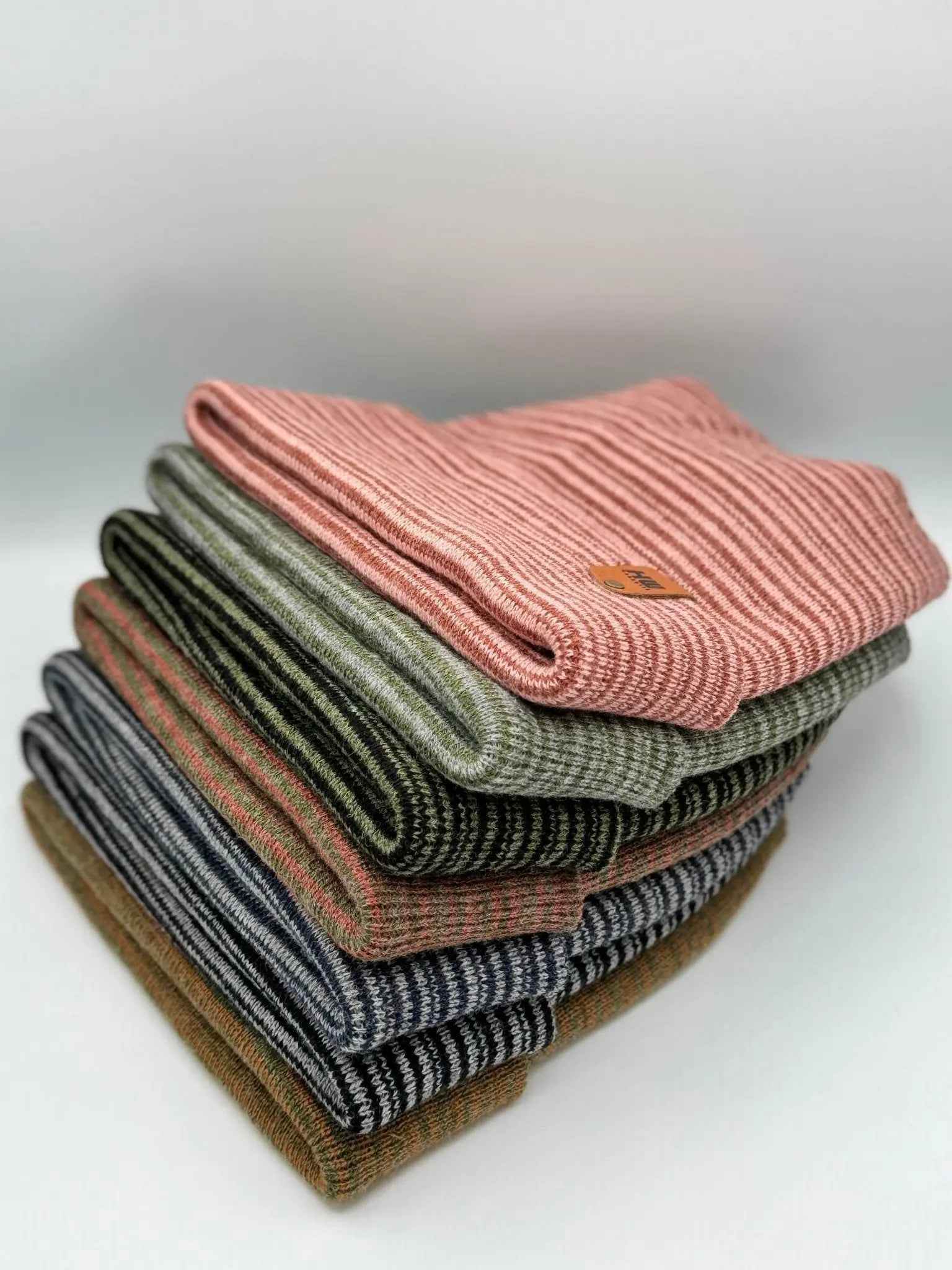 H-Stitch Contrast Cuffed Beanie – Gray/Green | Made in USA | Trending Designer Winter Hat 2025