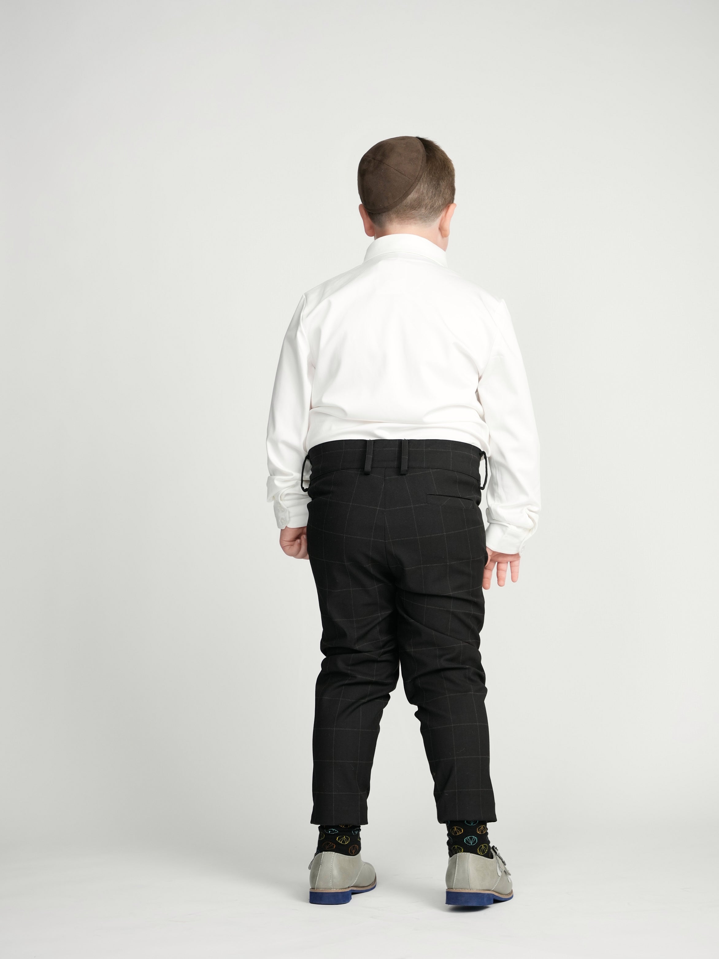 Black Windowpane Double Buckle Dress Pants