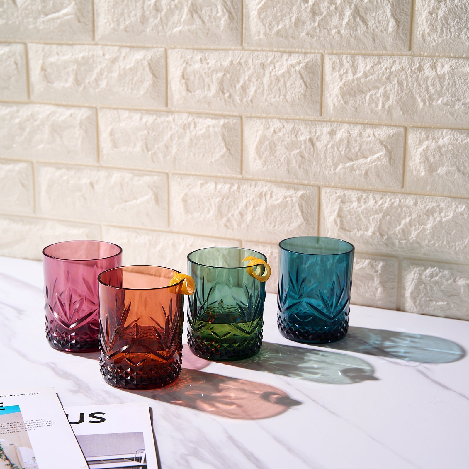 Onix Acrylic Crystal Lowball Glassware, Set of 4