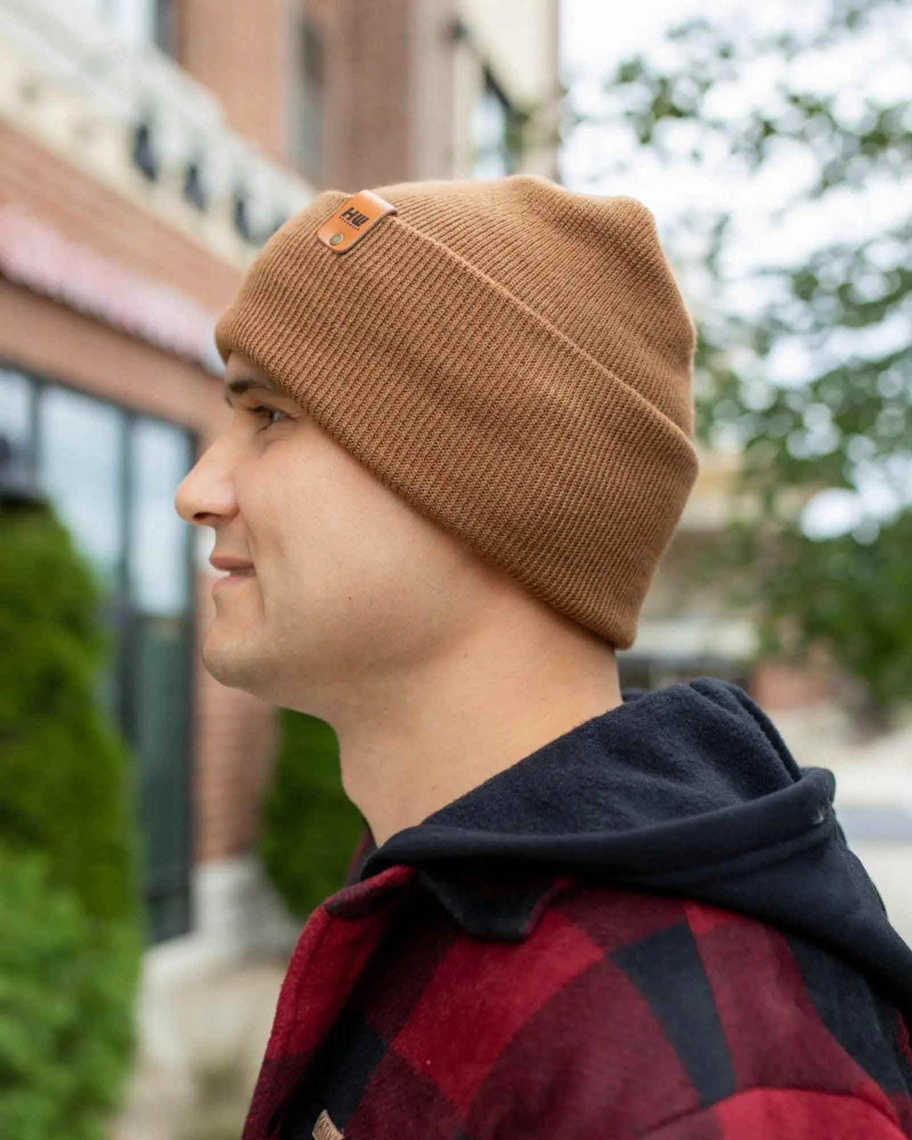 NEW HAAKWEAR H-Stitch Cuffed Beanie - Patented Design, Made in USA - Camel Brown