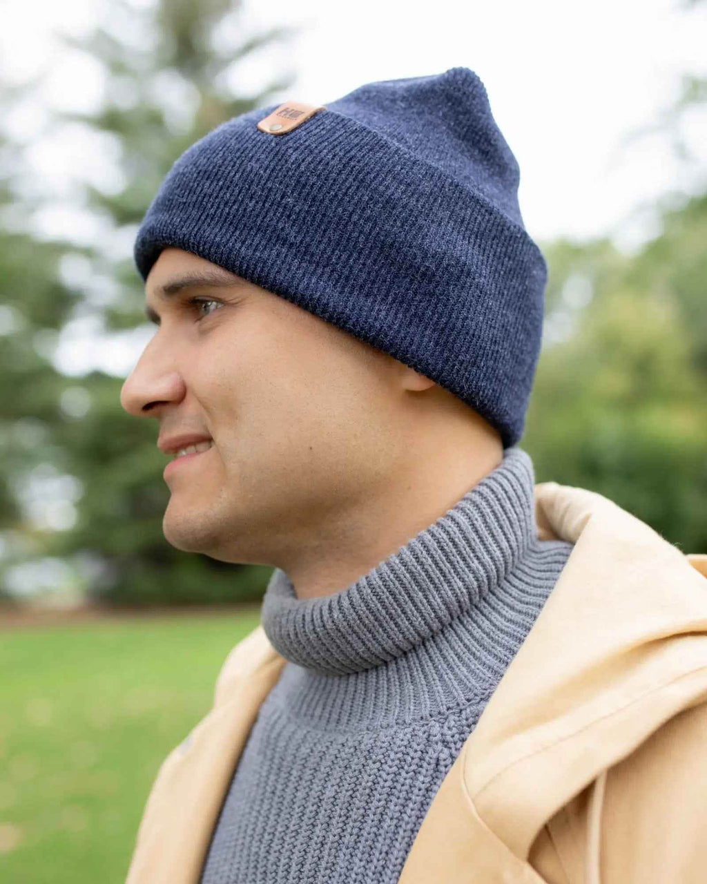 NEW HAAKWEAR H-Stitch Cuffed Beanie - Designed and Made in USA (Patented Design) - Denim Blue