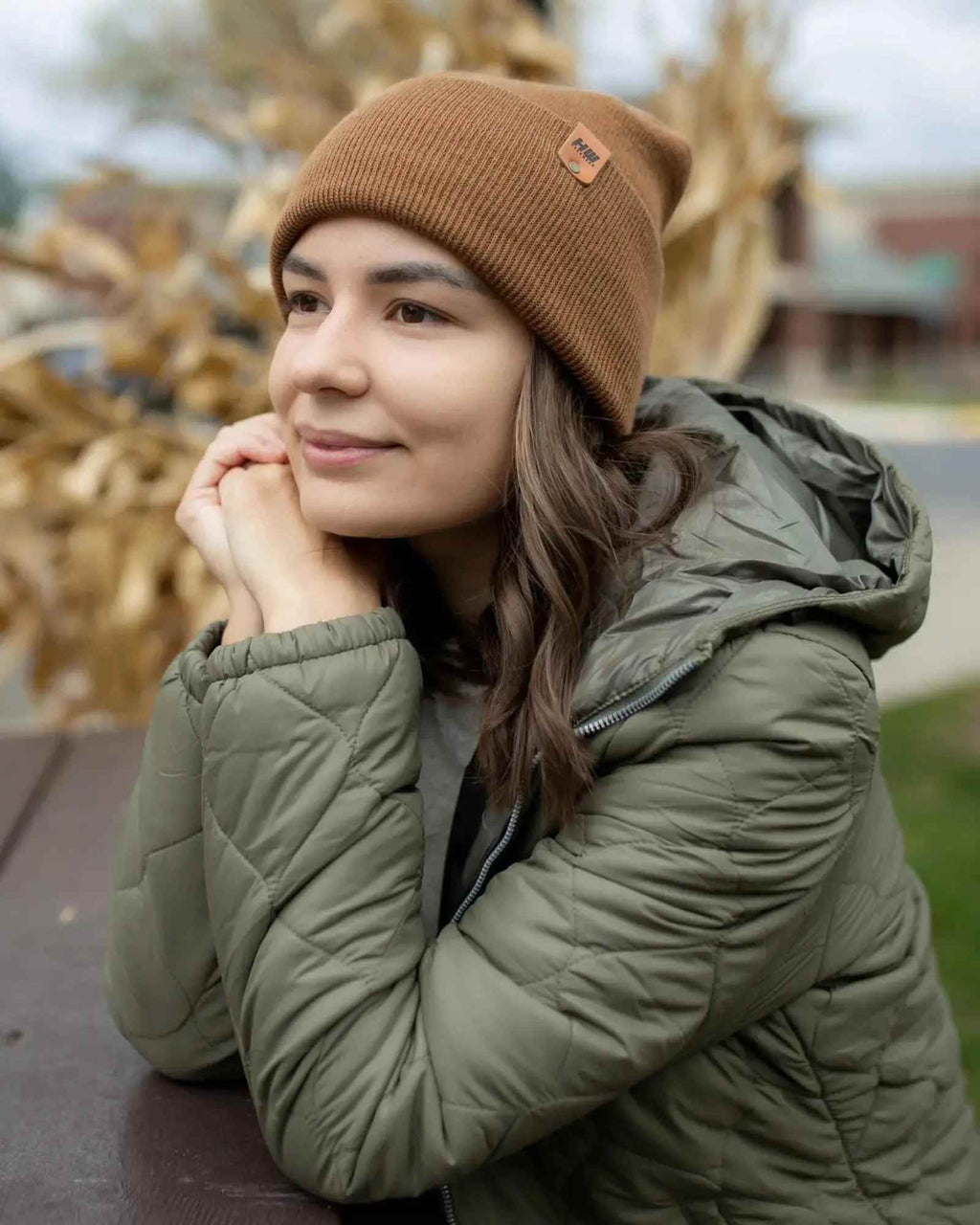 NEW HAAKWEAR H-Stitch Cuffed Beanie - Patented Design, Made in USA - Camel Brown