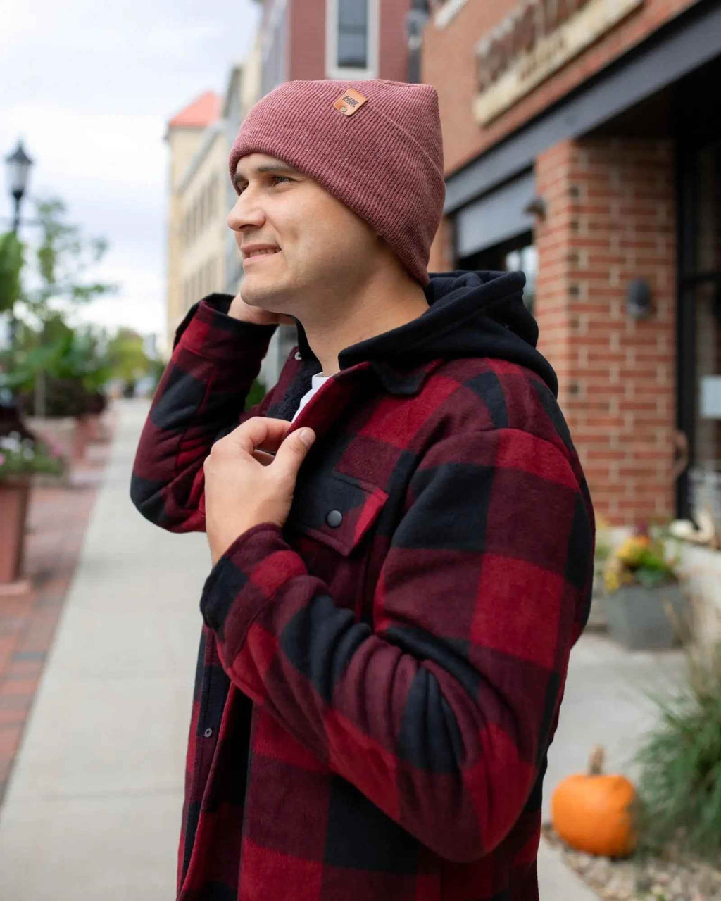 NEW HAAKWEAR H-Stitch Cuffed Beanie - Designed and Made in USA (Patented Design) - Rusty Burgundy